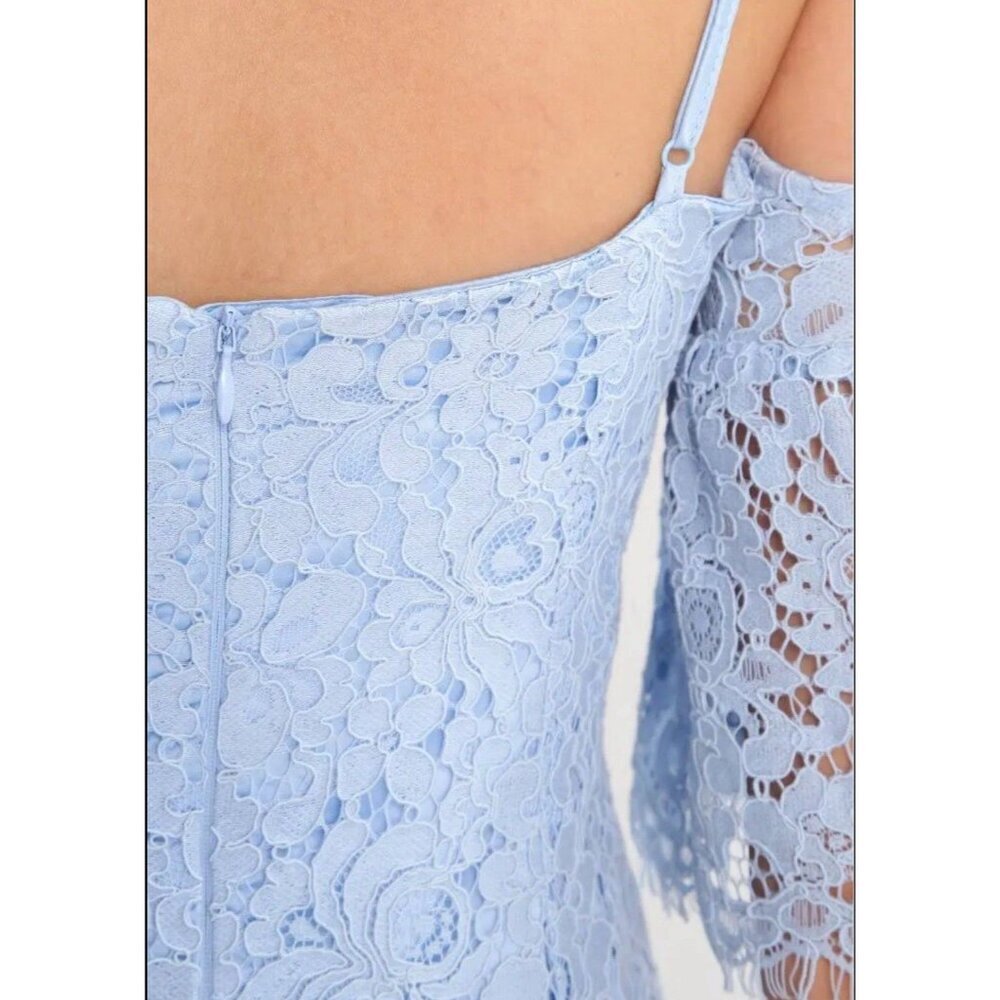 Bardot Karlie Cold Shoulder Black Lace women Dress Size 6 blue mini dress - Picture 2 of 16